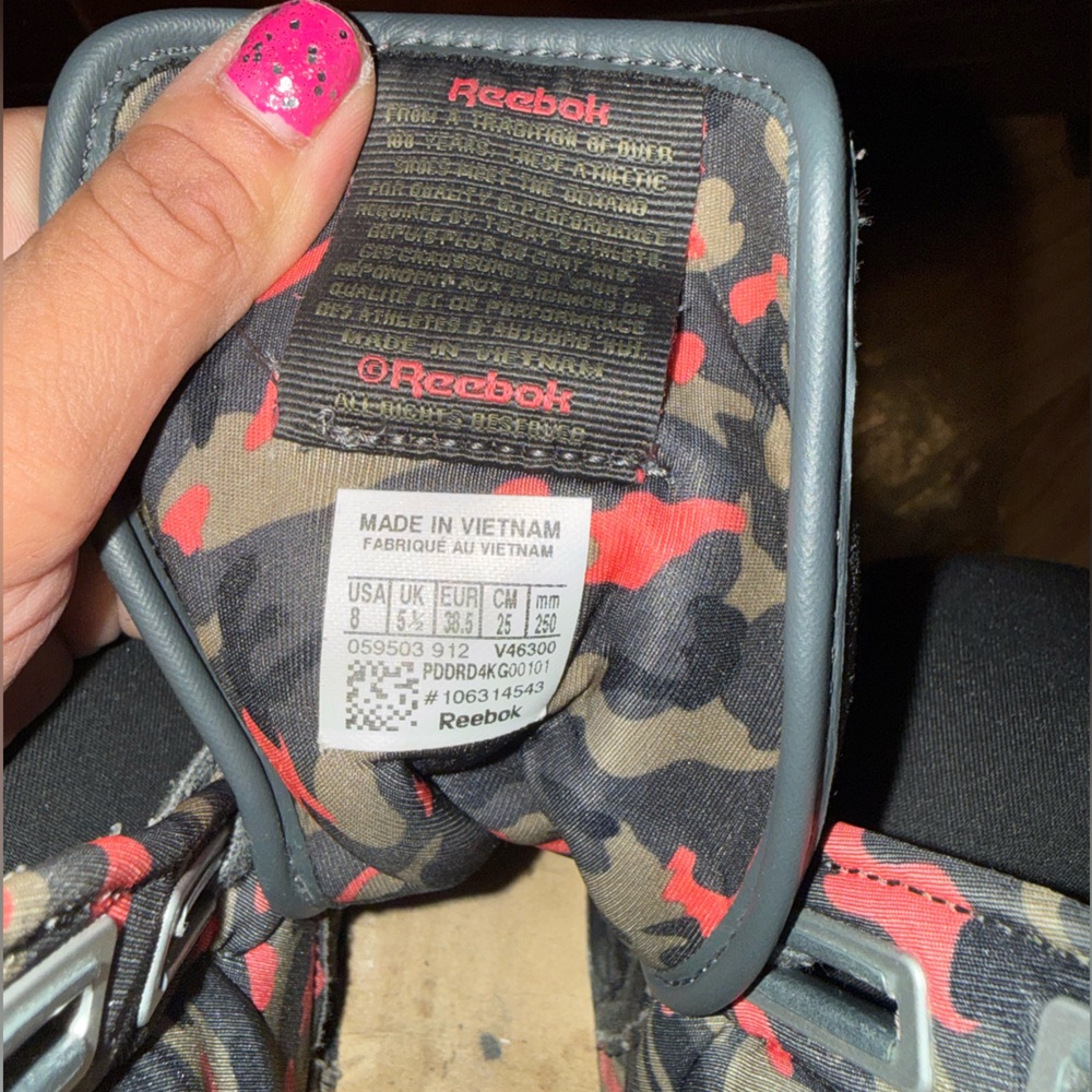 Reebok Camouflage Sneakers - Black, Red, Gray